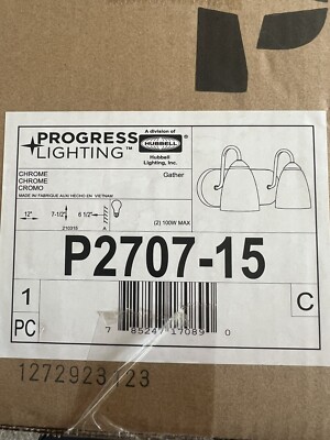 Progress Lighting Gather 2-Light Polished Chrome Etched Glass Bath Vanity Light