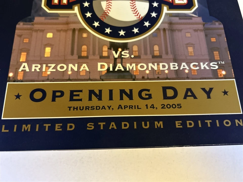2005 WASHINGTON Nationals OPENING DAY Program 4/14/05 vs ARIZONA DIAMONDBACKS - Image 2 of 3