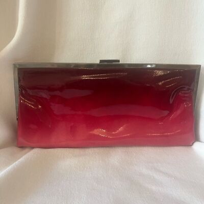 HOBO patent leather clutch wallet, garnet ombré jewel tone Red to Pink