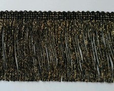 3" Metallic Chainette Fringe - Color: Black / Gold - 5 Continuous Yards 