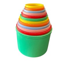 Vintage Colorful Nesting Stacking Plastic Hilary Page Toy Set Of 12