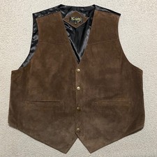 Scully Mens 2XL Vest Brown Suede Leather Western Cowboy Button Up Pockets