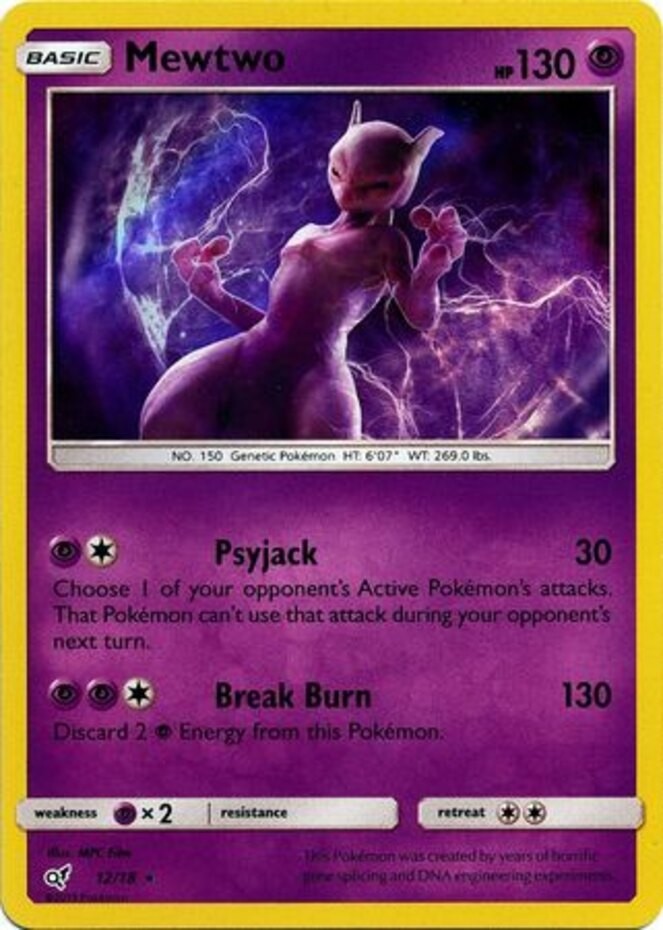 Heavily Played Mewtwo - 12/18 - Holo Rare Pokemon Detective Pikachu