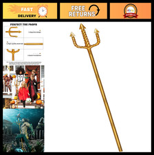 54" Gold Trident Costume Accessory - Poseidon Prop for Halloween, Cosplay Part
