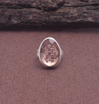 Handgefertigter Morganit Ring 925 Silber Oval Orange Bezel A-741 - Bild 1 von 4