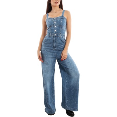 Latzhose Damenjeans über Alle Jumpsuit Hose Strass Bustier TooCool FX1269