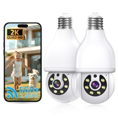 2K Light Bulb 5G&2.4G WiFi Cameras Wireless Outdoor Indoor,360°Bulb Cameras f...