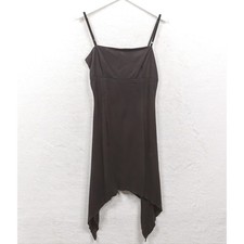 WINDSOR VTG 90s Y2K Slip Dress Black Fuzzy Faux Suede Fairy Grunge Whimsigoth S