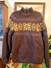 Timberland Unisex Large Brown Knit Pullover Sweater 80 Wool