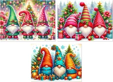 Christmas Diamond Art Kits for Adults, 3 Pack Christmas Gnome Diamond Painting K