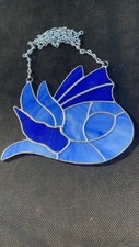Stained Glass Tiffany Style Blue Sleeping Baby Dragon Suncatcher