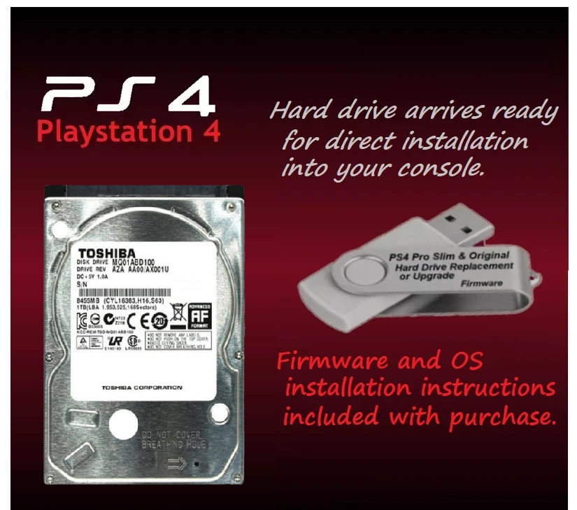 PS4 1TB動作OK PS4 Pro, Slim & Original PS4 1TB Internal Hard Drive USB OS