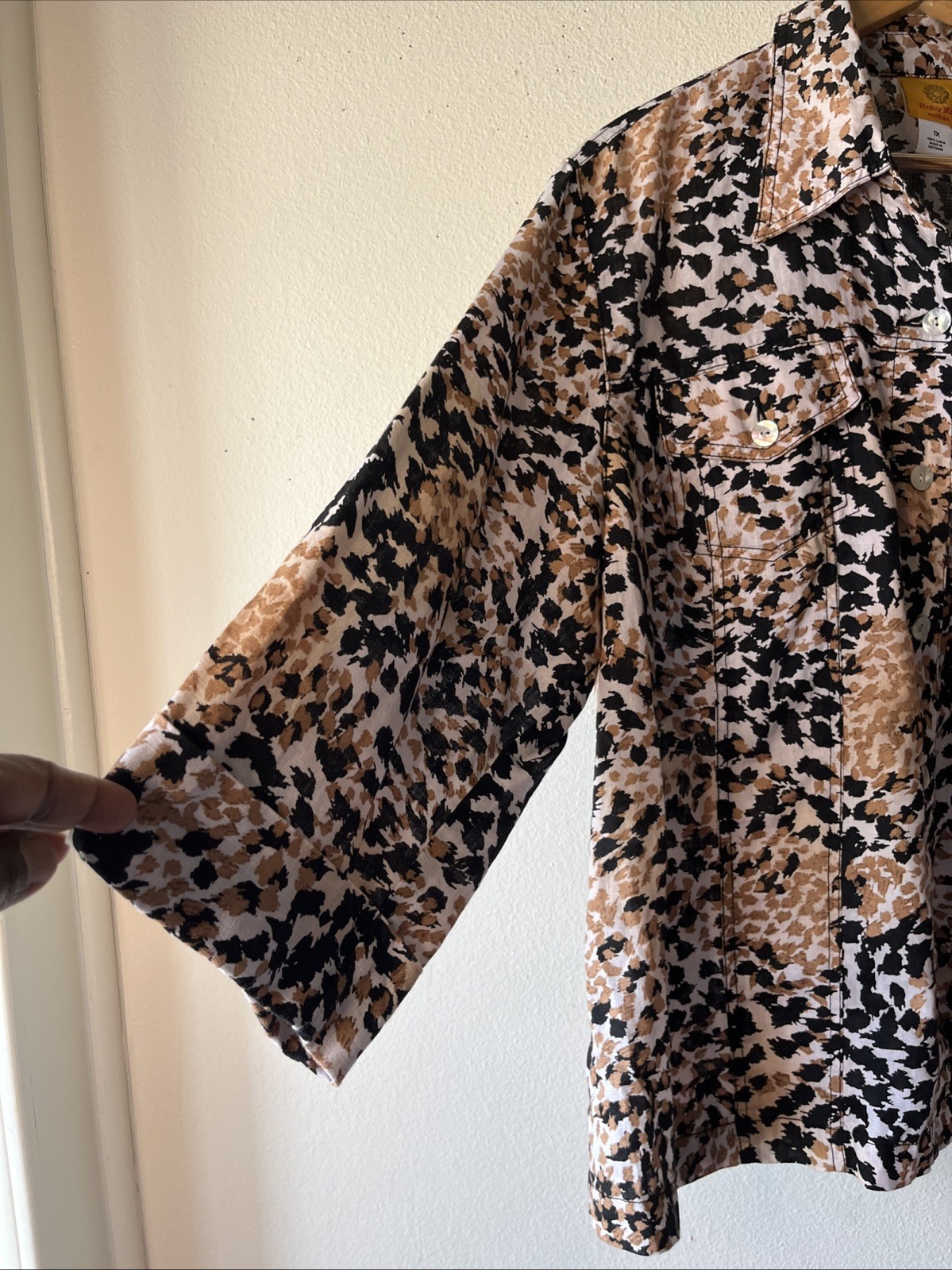 Ruby Rd. Collared Linen Brown Black Button Down N… - image 4