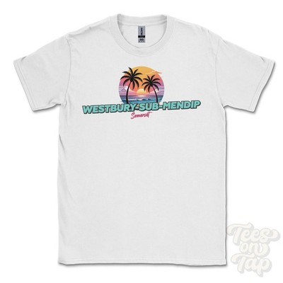WESTBURY-SUB-MENDIP SOMERSET T-SHIRT - Retro Miami Style lustig UK Sommer Parodie