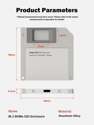 Hagibis Ssd Enclosure Floppy Disk Style Usb 3.2 Gen2 10Gbps To Nvme Pci-E M.2 - Picture 8 of 9