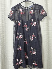 American Eagle Black Embroidered Mesh Dress W...
