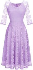 Dressy Starr Bridesmaid Dress Long Sleeve Midi Wedding Guest Lavender S