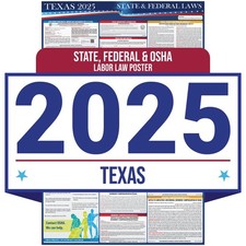 2025 Texas State and Federal Labor Law Poster - OSHA Workplace Compliant - Ma...