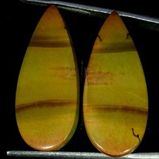 18.80Cts.Natural Best Polygram Jasper Pair Pear Cabochon Gemstone 12X28X3MM