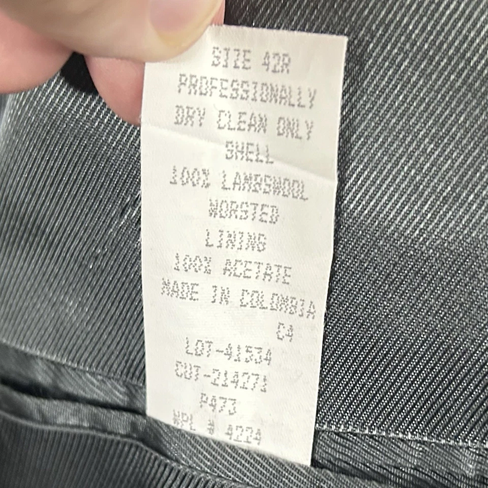 Abrigo deportivo Claiborne 42R 100 % lana de cordero pata de gallo gris forrado con cuatro botones Foto 4 de 4
