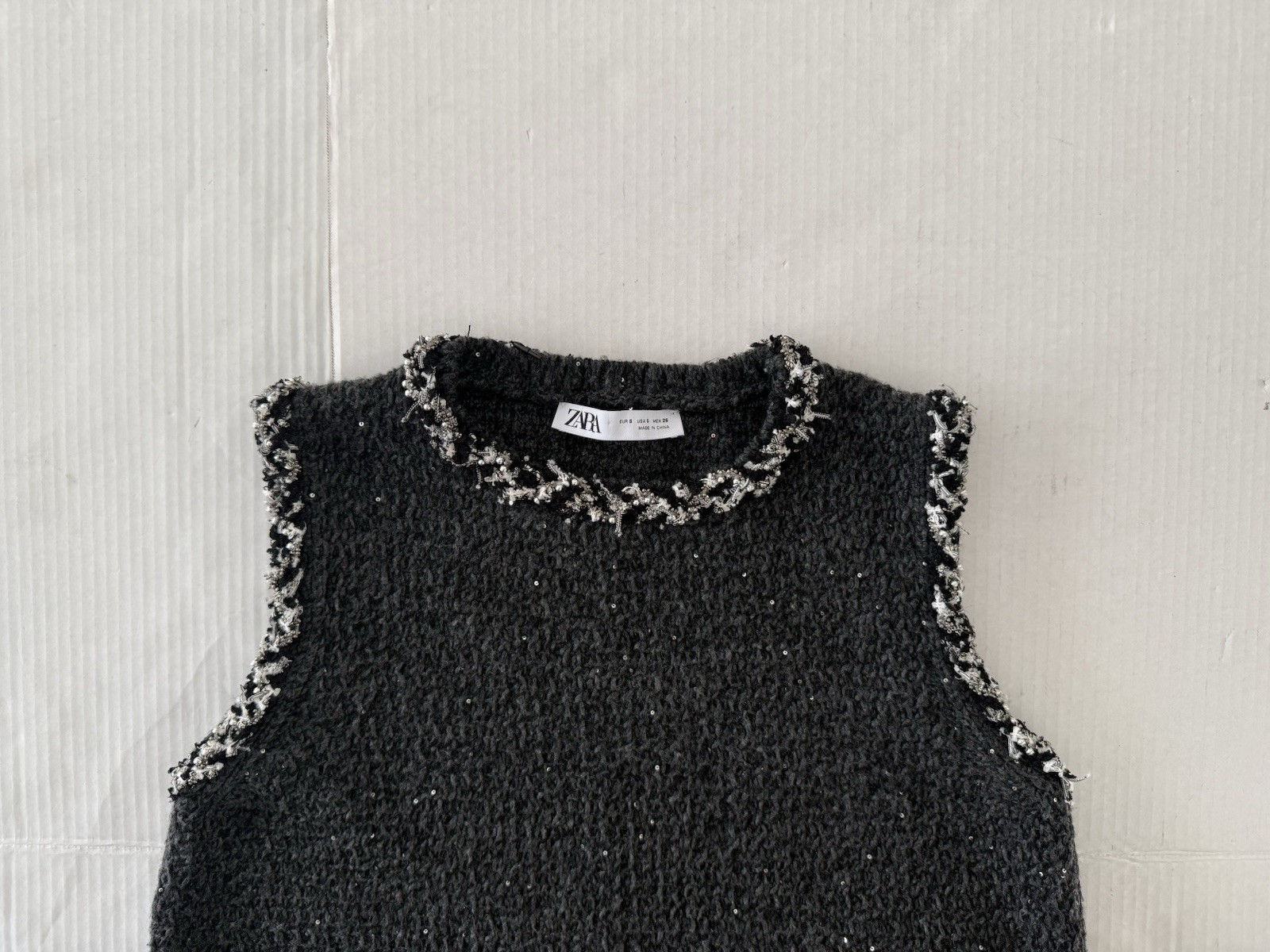 Zara Women’s Chic Black Knit Sequin Dress with Fringe Trim 8146/108 Size S NWT thumbnail 12