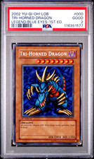 PSA 2 1ST EDITION LOB-000 Tri-Horned Dragon Secret Rare Yugioh ENGLISH