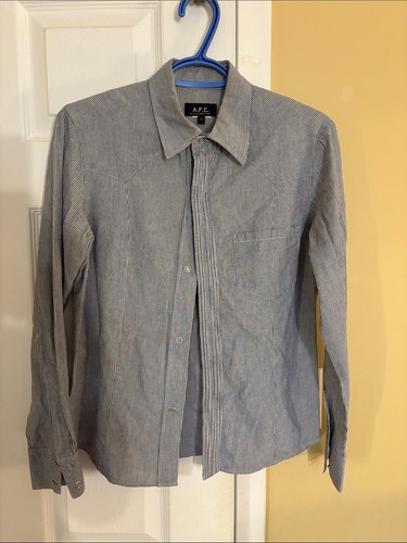 A.P.C., A.P.C. Women’s Narrow Blue-White Stripe Shirt