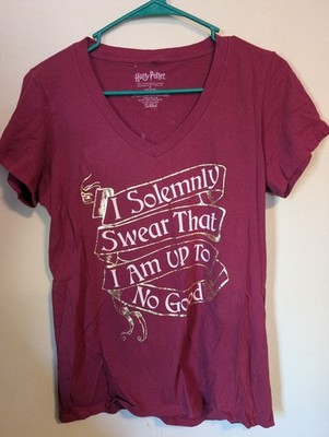 Harry Potter SOLEMNLY SWEAR THAT I AM UP TO NO GOOD T Shirt Woman's Medium. Red