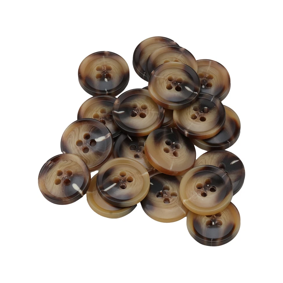 20Pcs Brown-Beige Swirl Resin Buttons, 4-Hole, for Clothing & Crafts DIY 15-25mm - Image 3 of 4