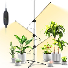 3-Head Grow Light with Adjustable Stand for Indoor Plants - 45W Full Spectrum