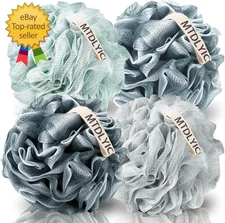 Loofah Sponge, XXL Large Loofah 100G 4 Pack, Bath Sponge Soft Mesh Shower Loofah