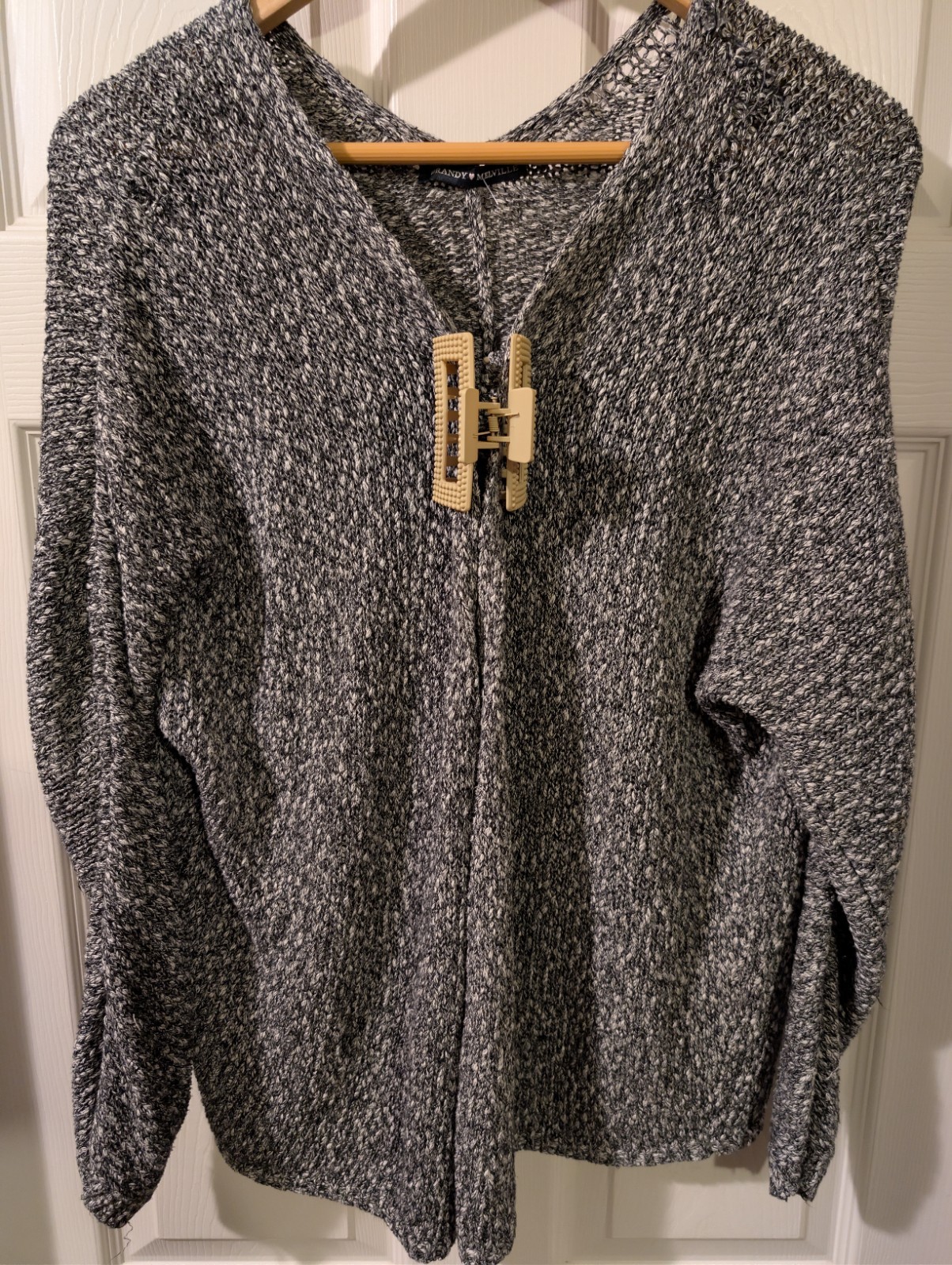 Cardigan Womens OS Gray Heather Open Front Long Sleeve Sweater Brandy Melville-image