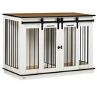 Dog Crate Furniture White 120x60x88.5cm Steel & Particle Board Rustic Farmhouse