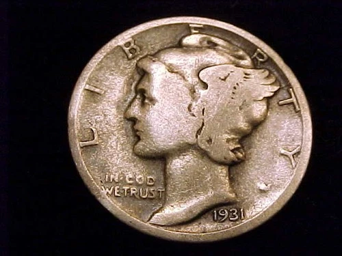 1931-P  Mercury Dime, Good Grade.