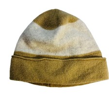 GAP Kids Striped Beanie Hat M/L Wool Blend Boys Girls Cream  Tan - Cozy