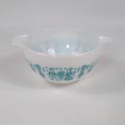 VTG PYREX Cinderella Mixing Bowl 1.5 Pint Butterprint Amish Farmer Turquoise 441