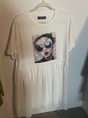 Akira White Portrait Dress, XL
