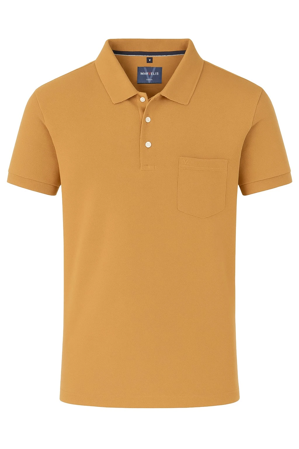 Marvelis Men's Polo Shirt Modern Fit Polo Neck Plain Nougat