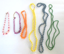 Lot of 6 Vintage Pastel Rainbow Lucite Beaded Necklaces 16"- 54" Color Pop Retro