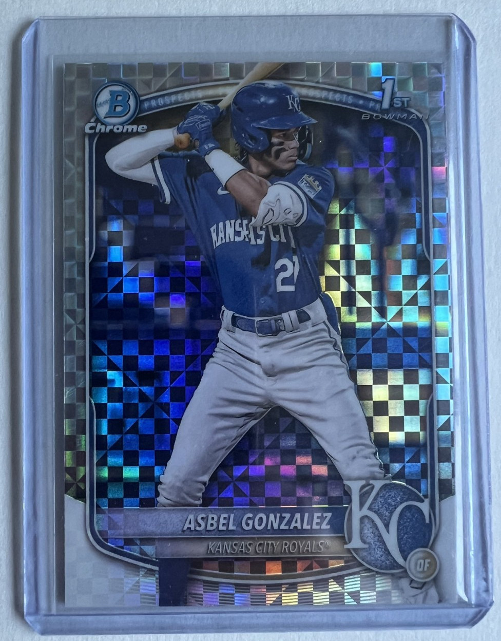 2025 Bowman Asbel Gonzalez 1st Chrome X-Fractor Refractor #BCP-4 KC Royals