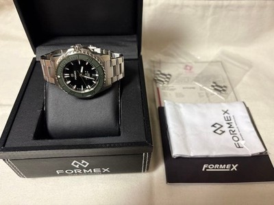 FORMEX REEF42 grüne Uhrenbox Garantie Datum rundes Zifferblatt silbernes Band...