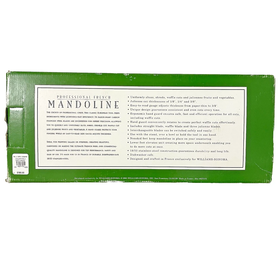 Mandolina Francesa Williams Sonoma de Buyer Cortadora De Colección 2001 Juego Completo con Caja Original Foto 4 de 4