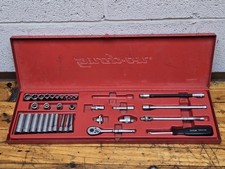 SNAP ON 1/4" Drive Ratchet Socket Driver Set 24 Piece In Metal Box