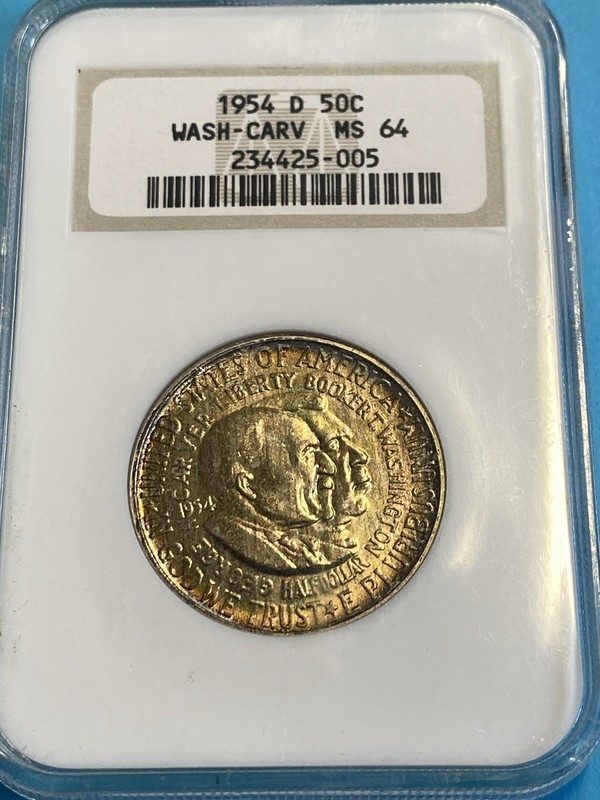 1954-D Washington/Carver Commemorative Silver 50c NGC MS 64 Old Soap Box Holder