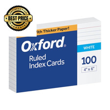 Oxford 4" x 6" Ruled White Index Cards, 100/Pack 4 x 6, 100 cards,