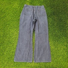 Vintage 70s Disco Flared Pants Womens 10/11 31x31 Blue