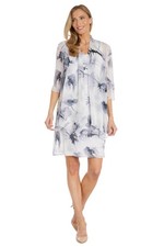 R M Richards Women's 2-Piece Jacket Dress Set - Floral Crinkle Chiffon 12