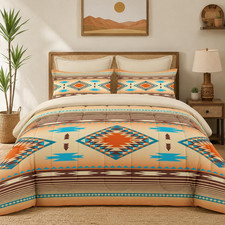 King Comforter Set with Sheets, 7 Pieces Southwest Western Bedding