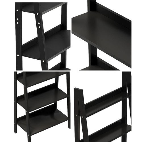 Oikiture Bookshelf 6 Tier Corner Ladder Shelf Home Storage Display Rack Black - Picture 3 of 10