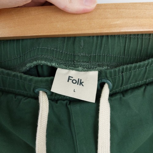 Pantaloncini chino uomo folk taglia grande verde cotone elasticizzato coulisse tasche - Foto 5 di 8